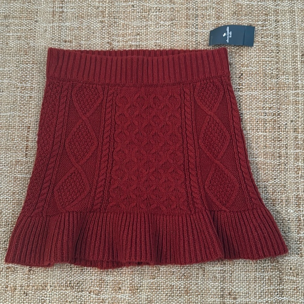 NEW Abercrombie Kids Red Knit Peplum Skirt Size 10/11